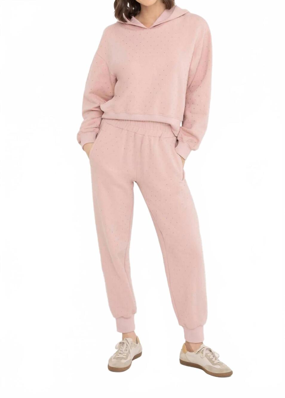 NEW GENERATION LOVE ruel crystal sweatpants in dusty pink